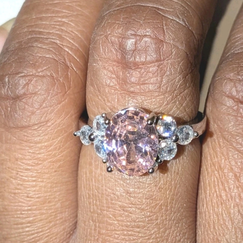 Dazzling 8 Ct Brilliant Cut Light PinkGem Stone Engagement Ring For Women Sz 7